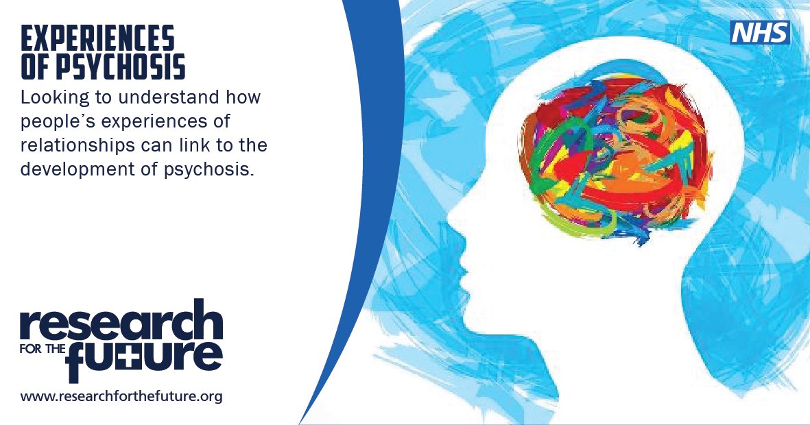 🔵 𝗘𝘅𝗽𝗲𝗿𝗶𝗲𝗻𝗰𝗲𝘀 𝗼𝗳 𝗽𝘀𝘆𝗰𝗵𝗼𝘀𝗶𝘀: This online study is looking to understand how people’s experiences of relationships can link to the development of psychosis.

👉To take part, DM us or visit our website
researchforthefuture.org