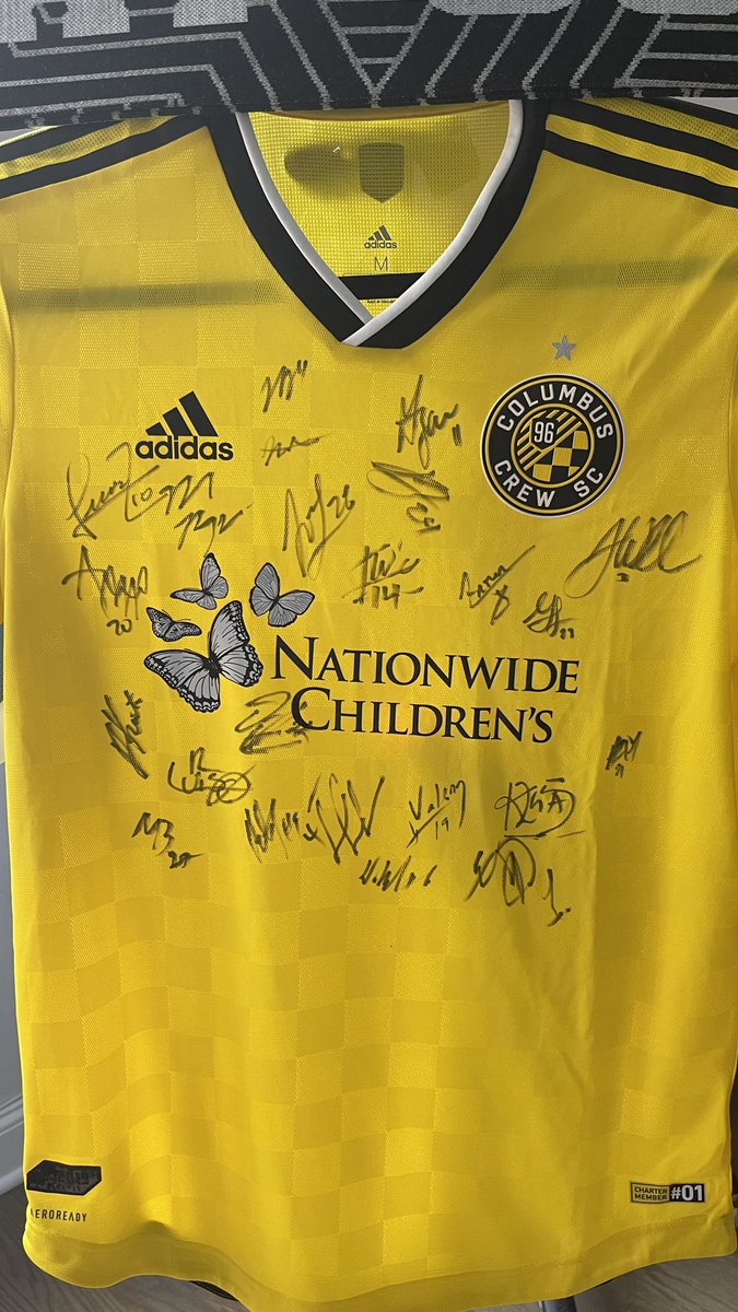 SoccerCooligans's tweet photo. We’re giving away this @ColumbusCrew kit autographed by the entire 2020 @MLS Cup winning squad! Winner will be announced on September 30th. #Crew96 

Rules:

1) Follow @SoccerCooligans 
2) RT This Tweet
3) Reply w/ hashtag #KickChildhoodCancer to donate $1 to @COGorg 💛🖤 https://t.co/DwhSFAiIQ2