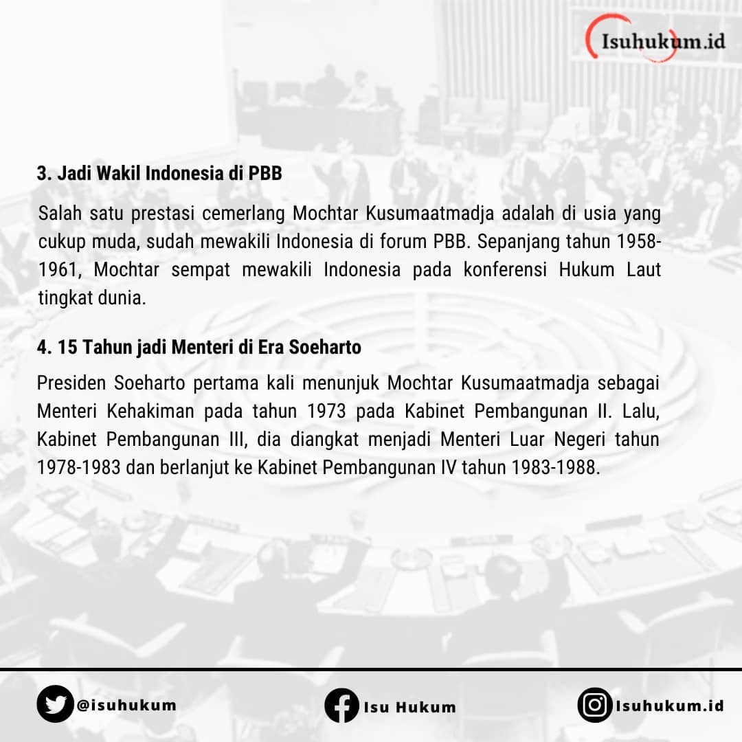 isuhukum's tweet photo. Udah pada tau belum biografi Beliau?
.
Okee para #ngisu kali ini tim Isu Hukum mau memberikan informasi tentang biografi Prof. Dr. Mochtar Kusumaatmadja ni
.
Keep learning and doing UPS! Don't forget to sharing!
.
#filsafat #filsuf #biografi https://t.co/PzBgjXYDP3