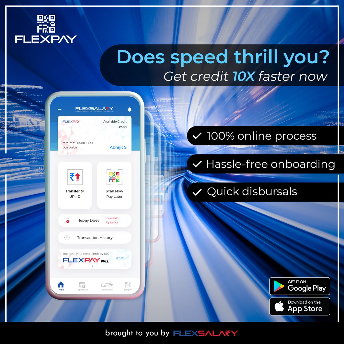 FlexPayIndia's tweet photo. This speed thrills, but it doesn't kill ๐
Upgrade your life with @FlexPayIndia today!!!
Download now: https://t.co/uYAkUnpZYh
#Instantcredit #creditapproved #emergencies #cashcrunch #ScanNowPayLater #QuickDisbursal #loan #loanapproval #loanapp #DigitalCreditCard #CreditonUPI https://t.co/H9DN0kGvWu