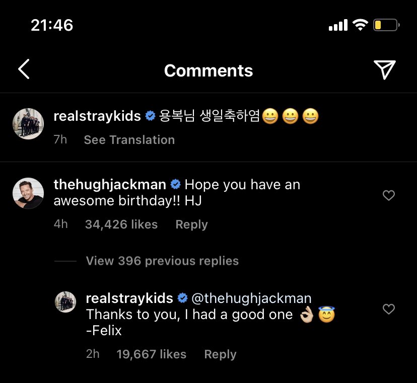 HUGH JACKMAN COMMENTED ON SKZ S POSTS AND WISHED FELIX HAPPY BIRTHDAY 
