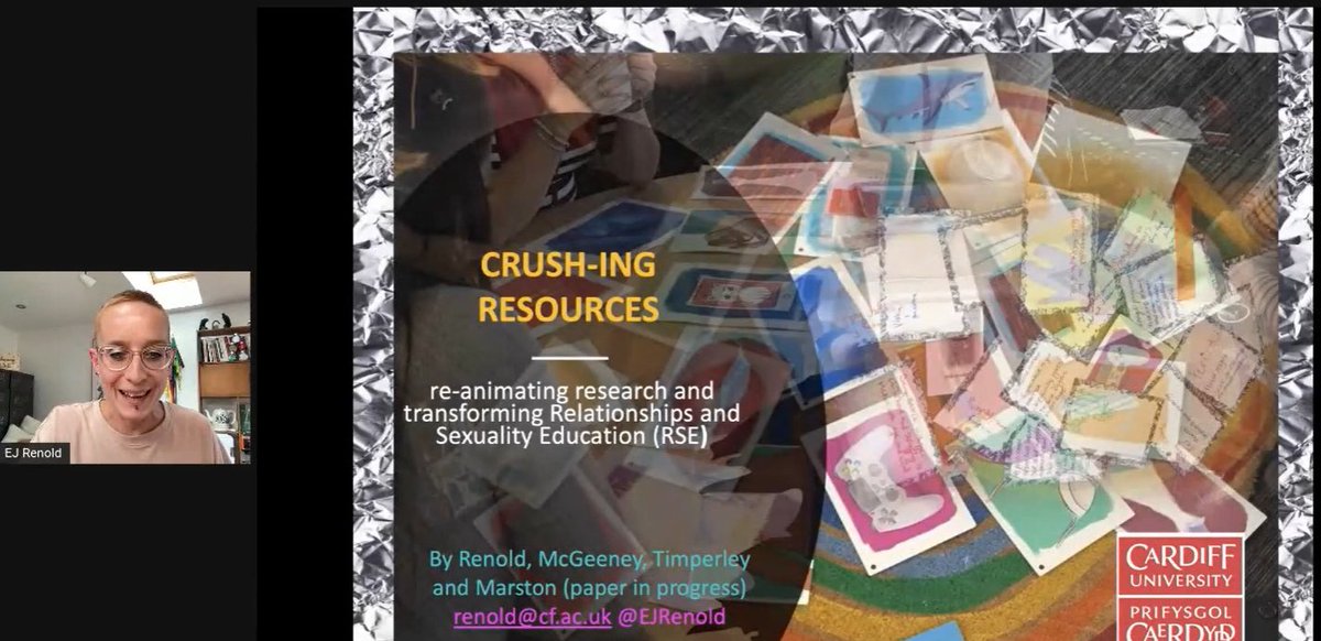 Enjoying idea of crush as a feeling, force or fold in @EJRenold presentation  'Creative, Curious and Co-productive (1): what more can relationships and sexualities education research do, be and become?
with Max Ashton, Leanne Coll and Tuija Huuki <a href="/BERANews/">BERA</a> #BERA2021