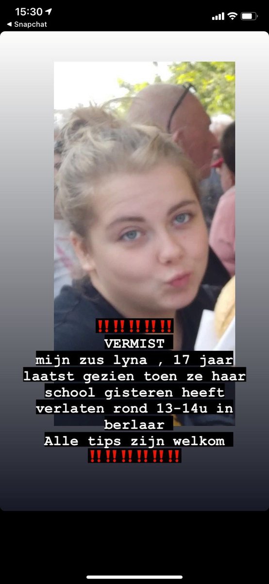 ellavano1's tweet photo. Deel!!!!
Lyna is sinds gisteren middag vermist en ze heeft nog steeds niets laten weten. We zijn bezorgd en hopen met deze berichten tips te krijgen of Lyna te vinden. Deel en als je iets weet over Lyna waar ze zou kunnen zijn of je hebt haar gezien stuur mij dan zo snel mogelijk https://t.co/YdlXjS2iLK