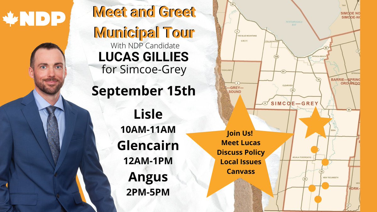 SimcoeGreyNDP's tweet image. Lucas is starting off the day in Alliston dropping of some signs to supporters, then to Lisle, Glencairn and finally to Angus! Lucas will be at the Rainbow Mall and Community Center and excited to chat with community members! 🧡 #Elxn44 #simcoegrey #VoteNDP