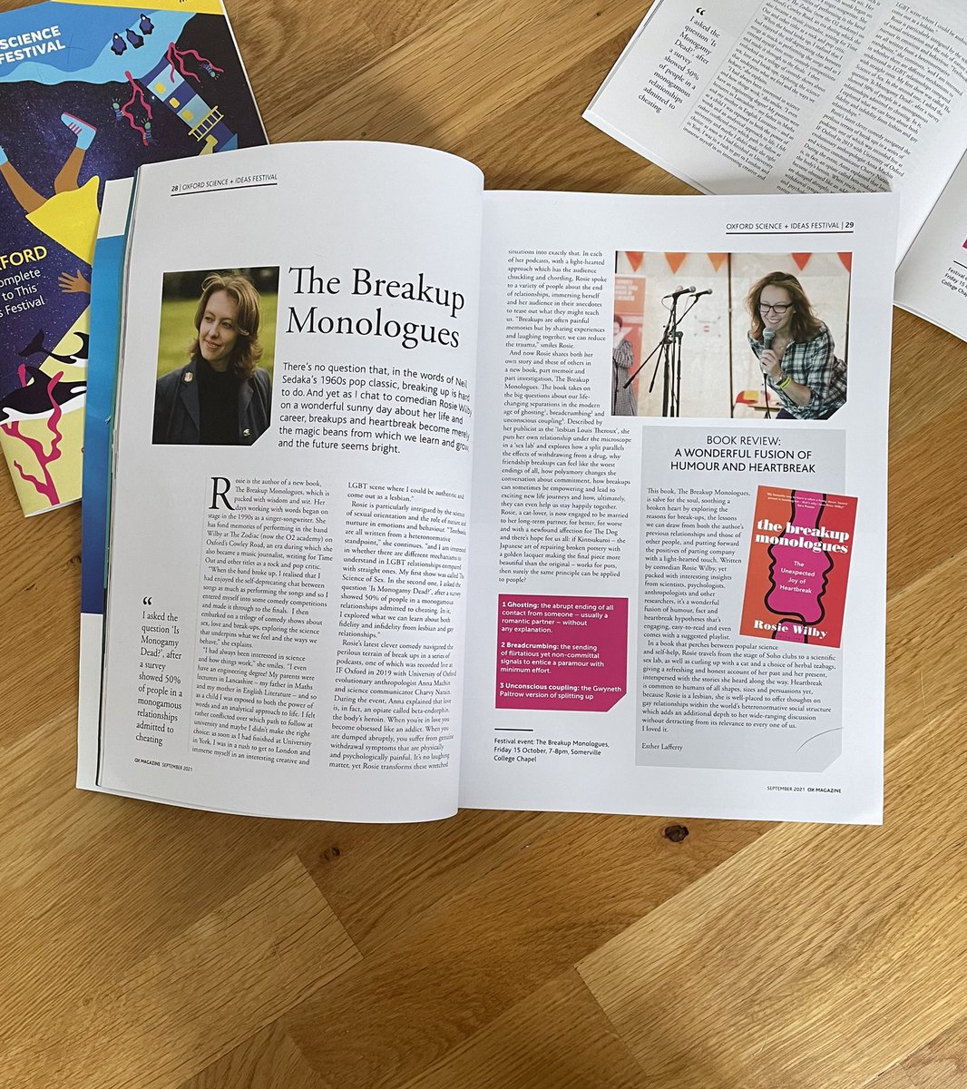 rosiewilby's tweet photo. Thanks 🙏 to @ox_magazine for this lovely feature all about The Breakup Monologues ahead of a comedy talk @Oxford_IF in October. 
To book for the event: https://t.co/sg7MQRhnKm
To check out the book: https://t.co/V8YkqkS9j3

#ifox2021 📚 🎭 🎙 🧠 🧪 https://t.co/WzoWL8FCz3