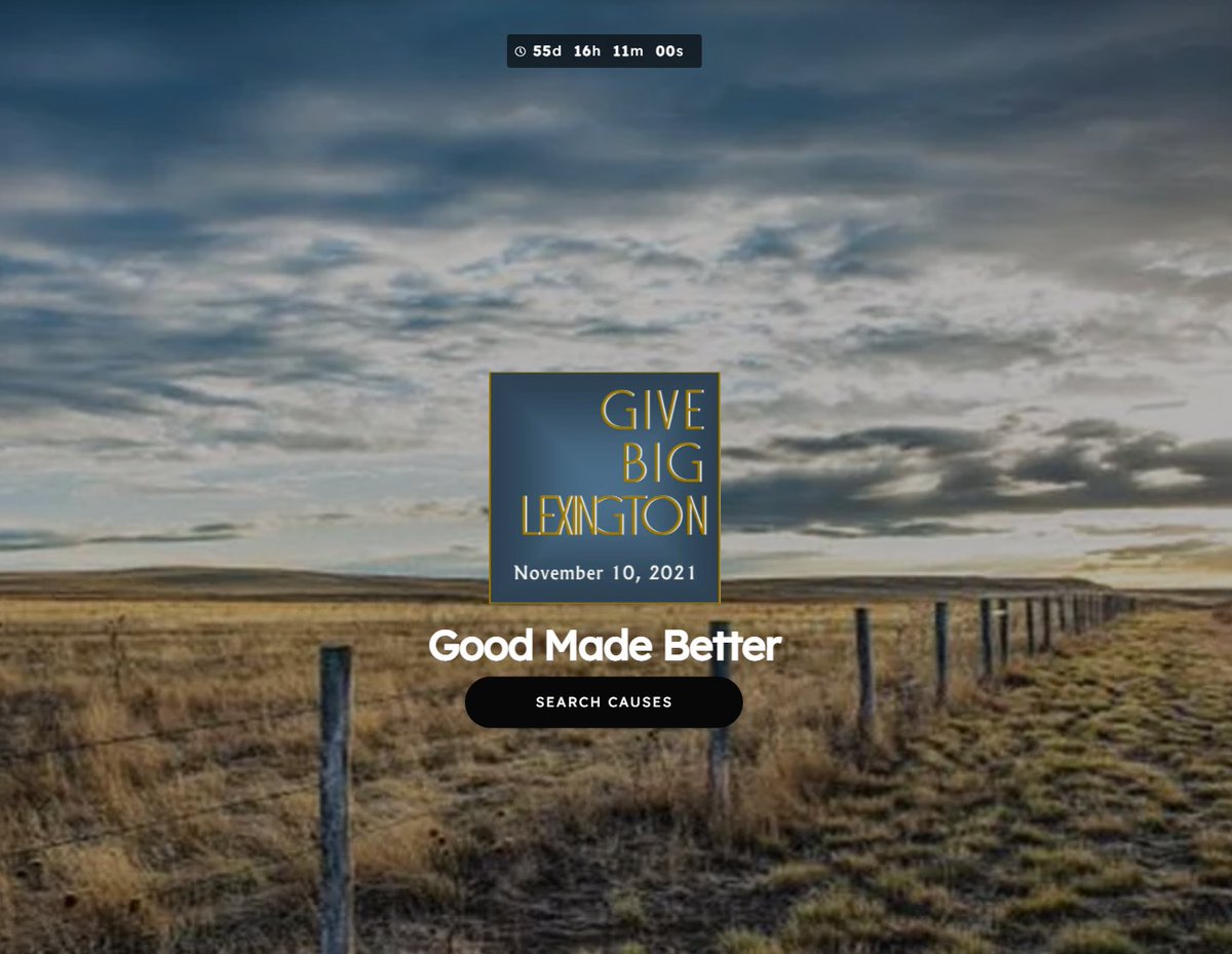 LexFoundation's tweet photo. LCF Look Out!
The Give BIG website is live and the countdown clock is running! Browse over 115 organizations throughout the area to learn more about each cause!
https://t.co/No0pObN6hU https://t.co/jfh6ezzeHX