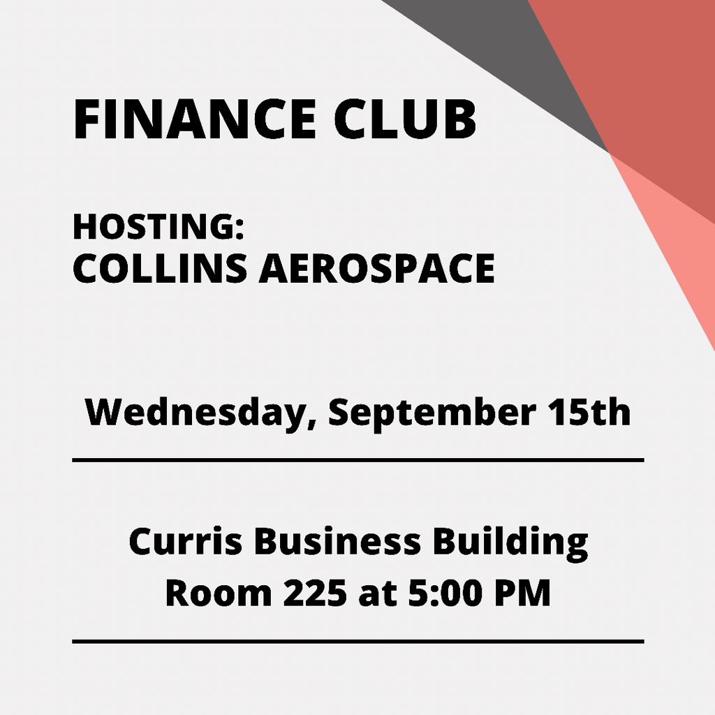 Will be hosting Collins Aerospace tonight at 5:00pm! Come learn about the company and any job opportunities they have.