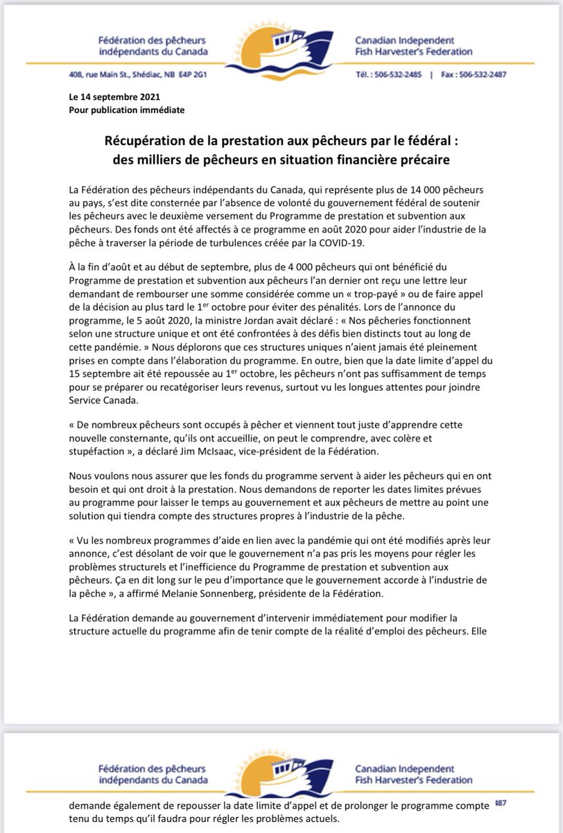FishIndependent's tweet image. Récupération de la prestation aux pêcheurs par le fédéral : des milliers de pêcheurs en situation financière précaire