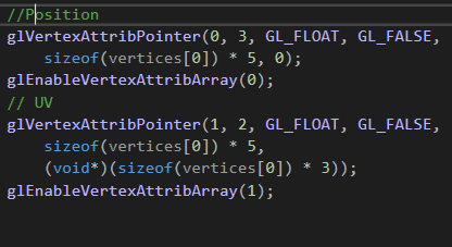 cs_3dz's tweet photo. #OpenGL No more fear of glVertexAttribPointer function!🙂
For an array of four vertices each with x,y,z,u,v and an array with six indexes, the glAttribPointer functions for position and uv are like this: https://t.co/EDeRPjvmfH