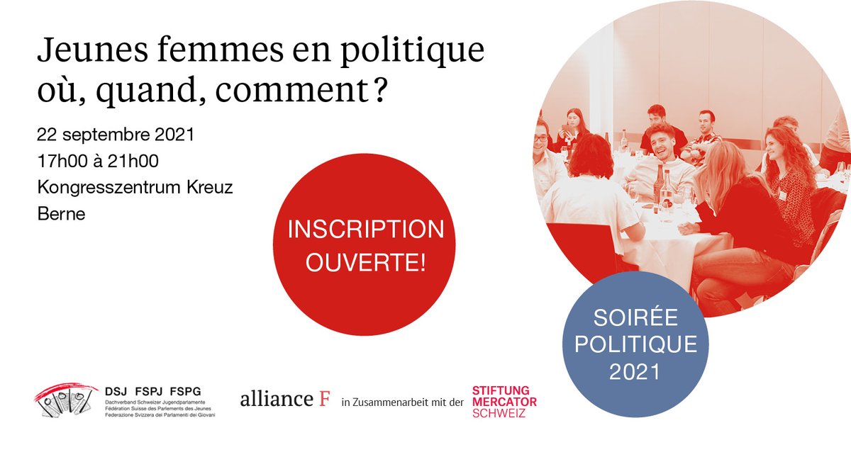 Letzte Möglichkeit, sich für die #SoiréePolitique anzumelden! 
Dernière possibilité pour s'inscrire à la #SoiréePolitique !

Genau DICH möchten wir noch dabei haben! <a href="/JupaKtBE/">Jugendparlament Kanton Bern</a> <a href="/jupa_beo/">JUPA Berner Oberland</a> <a href="/JupaZH/">Jugendparlament Kanton Zürich (JupaZH)</a> <a href="/JUPA_Zug/">Kant. Jugendrat Zug</a> <a href="/JungerRat/">Junger Rat</a> <a href="/PJGenevois/">Parlement des Jeunes</a>