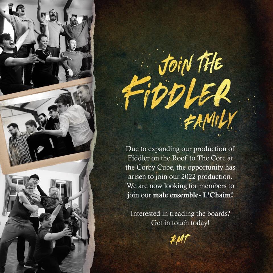 Been thinking about treading the boards? 👀 Come join us on stage for our BIGGEST production yet. We're now looking for members to join our male ensemble 🎻🍾 L'Chaim! 

Interested? Get in touch with us today

🎶 rutlandmusicaltheatre.co.uk
🎶 rutlandmusicaltheatre@outlook.com
