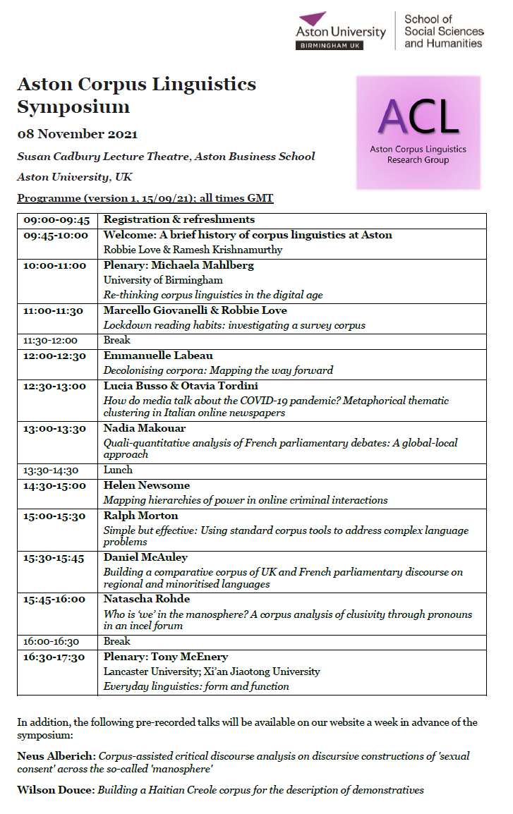 Aston Corpus Linguistics Research Group tweet media