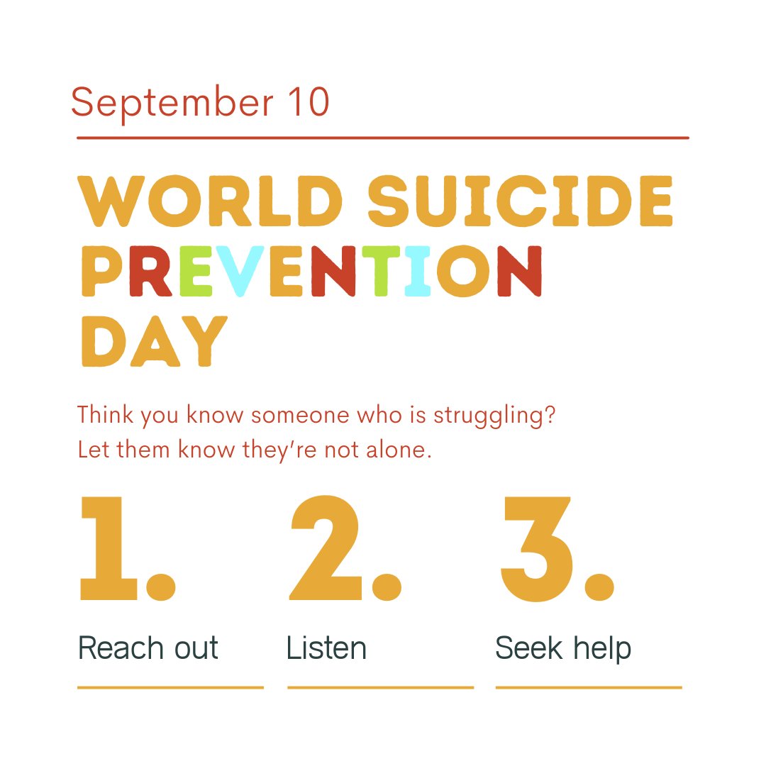September 10th was World Suicide Prevention day. While this day is meant to bring awareness to the issue, we should be aware of this issue every day. Please be on the lookout for warning signs and seek professional help. #worldsuicidepreventionday