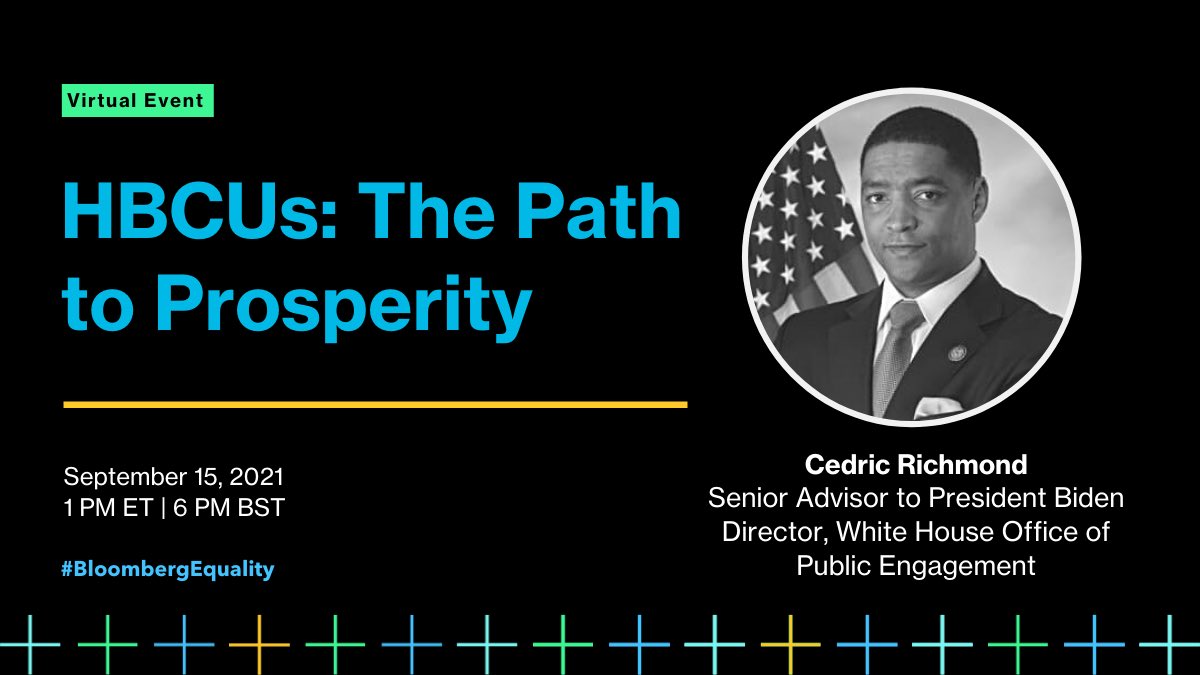 EricaLoewe46's tweet image. HBCU Week just ended but the Biden-Harris Administration’s support of HBCUs never stops. Tune in at 1PM ET to hear from @Richmond46 as he joins @RepAdams @MarioDParker for a discussion on ongoing efforts to invest in these important institutions. @BloombergLive