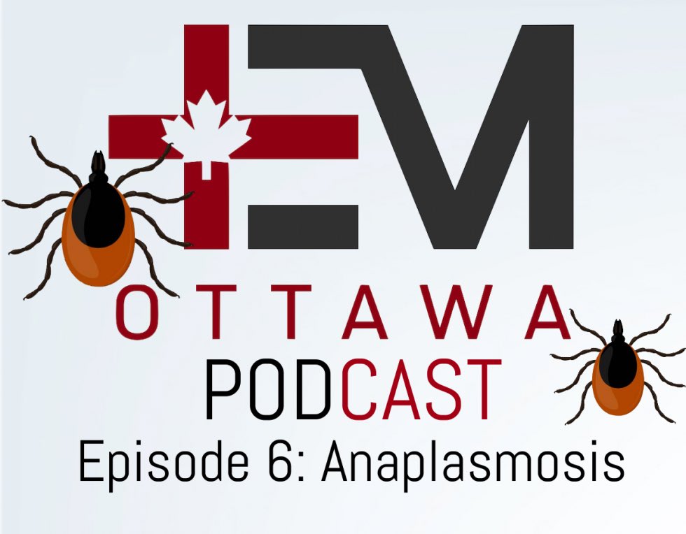 emergmedottawa's tweet photo. EMOttawa Podcast Episode #6: Anaplasmosis. 

We’re seeing more if it, and Dr. @mykkymcg has some great insights in a fantastic discussion with Dr. @rajivthava:

https://t.co/Rk8wIl3N7h https://t.co/ww7g7QXtb2