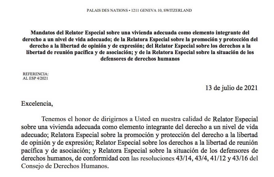 JaimePalomera's tweet photo. La ONU hace público que en julio exigió al Gobierno español que se retirase del juicio en el que quería criminalizarnos por parar un desahucio y una situación de acoso inmobiliario. Además, pregunta al Presidente por qué no ha frenado él los desahucios y los alquileres abusivos. https://t.co/dGv5HlemEp