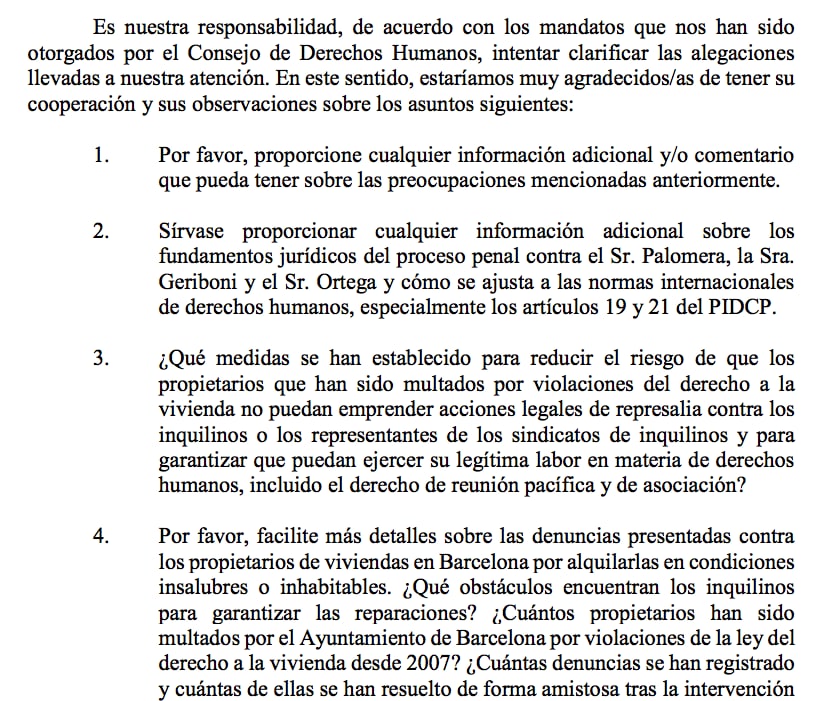 JaimePalomera's tweet photo. La ONU hace público que en julio exigió al Gobierno español que se retirase del juicio en el que quería criminalizarnos por parar un desahucio y una situación de acoso inmobiliario. Además, pregunta al Presidente por qué no ha frenado él los desahucios y los alquileres abusivos. https://t.co/dGv5HlemEp