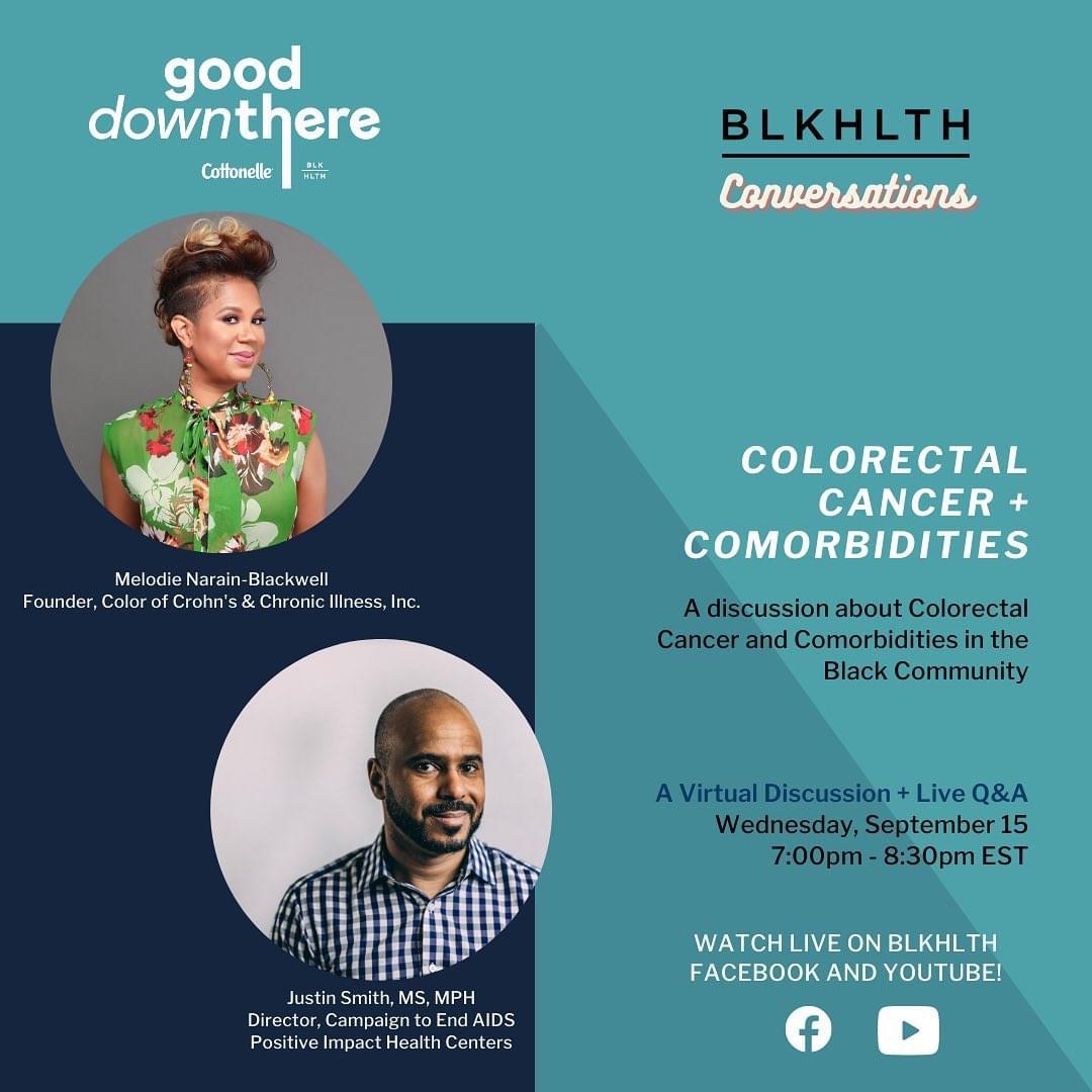 SOME_DC's tweet photo. In partnership with @blckhlth & @cottonelle , we're excited to share another #GoodDownThere event!
Join tonight at 7pm on Facebook and YouTube LIVE for BLKHLTH Conversations: Colorectal Cancer + Comorbidities!
#gooddownthere #blkhlth #blackhealthmatters #cottonelle https://t.co/CqIxc7vkvq