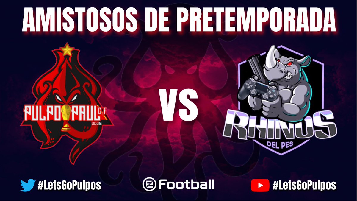 🚨 Hoy seguimos con amistosos!! 🚨

Esta vez contra otro rival de categoría!

🆚 <a href="/Rhinospes10v10/">RhinosPES_10v10</a> 🦏 
📆 15/09/21
⏰ 22:30h
⚽️ #10vs10 
🏟 2 partidos
🔴 youtube.com/channel/UCKS1A…

Seguimos con la pretemporada 💪

#LetsGoPulos 🔥🔥🐙🐙🔥🔥
