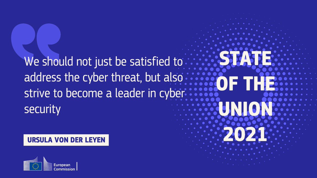 #EUCybersecurity at #SOTEU

#President @vonderleyen today
stressed the need to a European Cyber #Defence Policy under a new European Cyber Resilience Act.

Making EU🇪🇺 #CyberSafe
