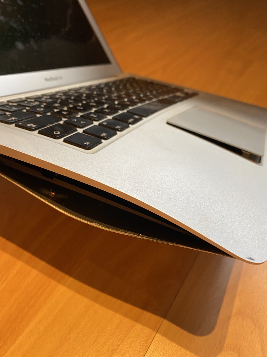 maniccoder's tweet image. So I’m in the shower and I hear a crash from the office. I get out and find two very innocent looking cats, and my old macbook air completely smashed on the floor. Announce the new pro models already #apple and take my money.