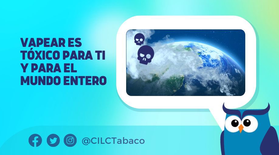 CILCTabaco's tweet photo. Los aerosoles de los cigarros electrónicos y vapeadores son tóxicos y 
contaminan el ambiente. 

#CILCTInforma https://t.co/16k02FEYzG
