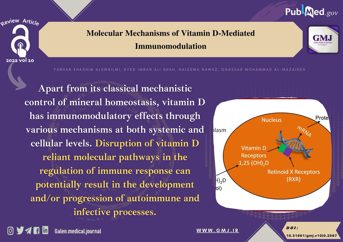 galenjournal's tweet photo. .
⭕Molecular Mechanisms of Vitamin D-Mediated Immunomodulation
.
⭕Read this article at:
https://t.co/t2rfG8fpAa
.
#VitaminD #Immunomodulation #Innate_Immunity #Adaptive_Immunity https://t.co/PYRtk8u68T