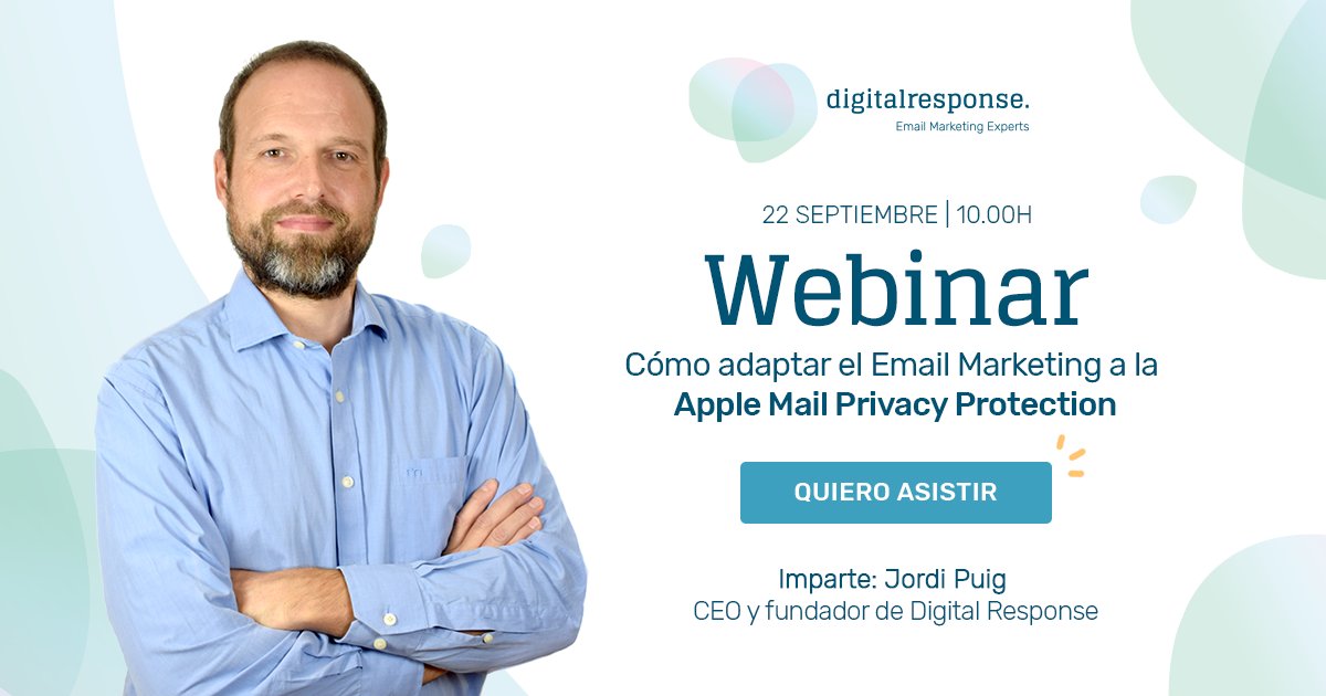 DResponse's tweet photo. ¡Inscríbete a nuestro #webinar: "Cómo adaptar el Email Marketing a la #AppleMailPrivacyProtection"!

Key Points:
✅ ¿Qué es la Apple Mail Privacy Protection?
✅ ¿Cómo va a afectar al Email?
✅ ¿Qué medidas puedo tomar para adaptarme a esta situación?

👉https://t.co/wl7ixVneUU👈 https://t.co/yctlIrM7LA