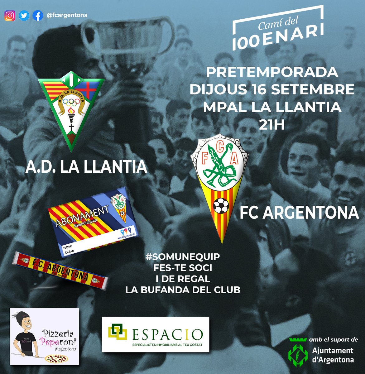 fcargentona's tweet image. Partit de pretemporada, dijous 16 de setembre, Mpal. de La #Llantia a les 21h. #argentona #fcargentona #somunequip #2cat6