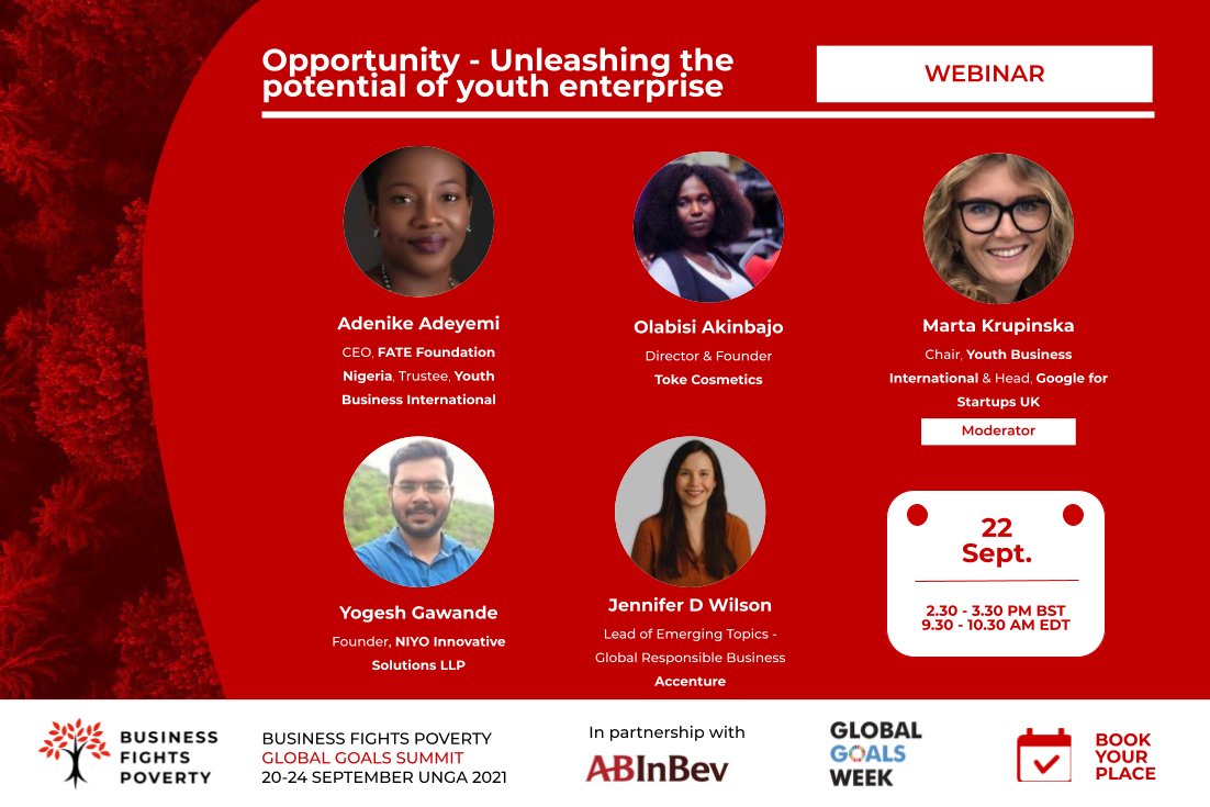 FightPoverty's tweet photo. We’re pleased to have speakers from @YouthBizInt, @FATEFoundation, @GoogleStartupUK, @AccentureCmty and more joining our webinar on Opportunity.

Claim your free ticket to the Business Fights Poverty Global Goals Summit using code TWSDGS21: https://t.co/uxDYONy92U

#RebuildBetter https://t.co/8UHUlKoc40