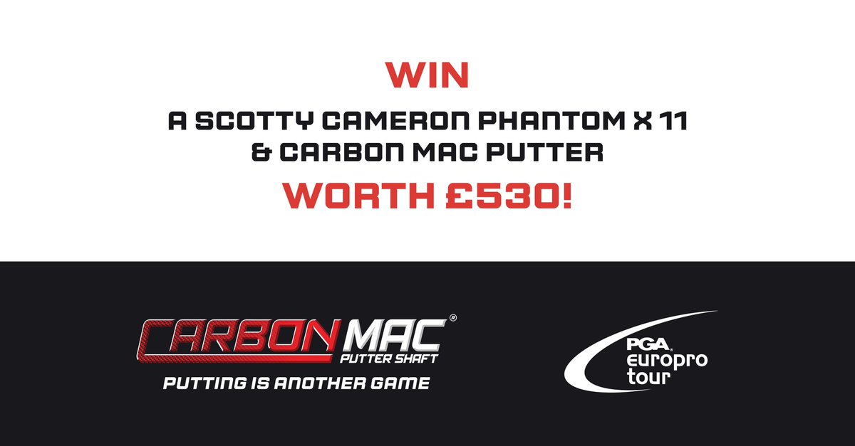 To celebrate our official partnership with @PGAEuroProTour we’re giving you the chance to win a one-off Scotty Cameron Phantom X 11 Putter with a Carbon Mac shaft and Cameron pistol grip worth £530.

To Enter Follow CarbonMacS on Twitter, like and retweet this post,tag a friend.