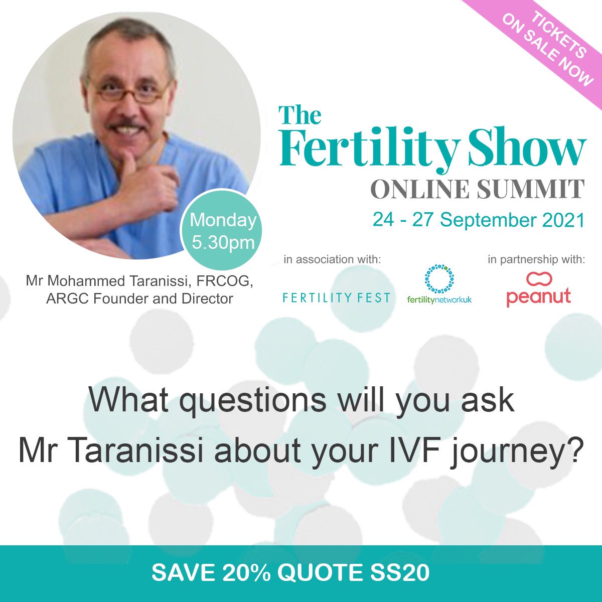 fertilityshow's tweet image. Looking ahead to our amazing line up of speakers at #thefertilitysummit. We’re pleased to say that Mr Taranissi, Founder &amp;amp; Director at #ARGC will be joining us. 

Come watch Mr Taranissi and ask him any questions you may have. Tickets here: thefertilitysummit.com