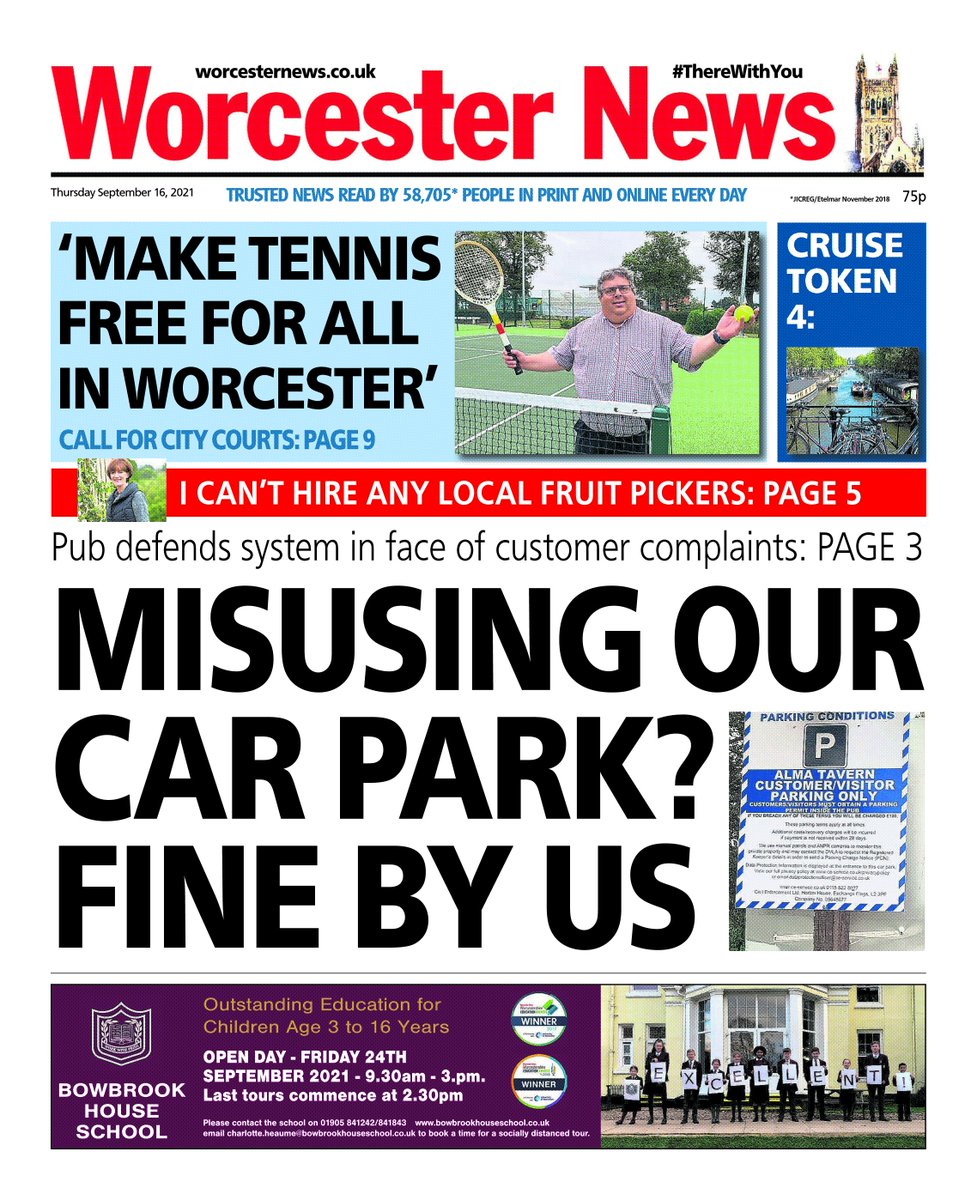 A city pub has come under fire for introducing parking fines in its car park. Even some punters have been caught out. Plus should #tennis be free for all in the city? Tomorrow's <a href="/worcesternews/">Worcester News</a> #tomorrowspaperstoday