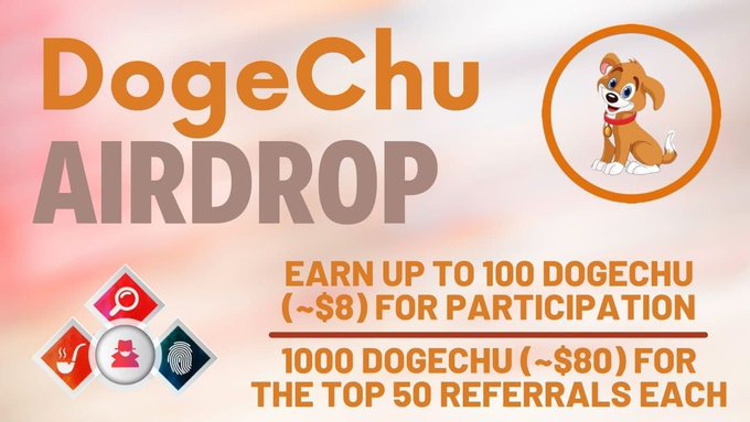 cryphero's tweet photo. ⚠️ #Airdrop - раздача от #DogeChu   
🎁 Что получаем: 100 #DogeChu ~ 8💲
✅ Заходим к боту 👉 https://t.co/9A2420jjrH
✅ Нажать “Start” и действовать по указаниям бота
✅ Нужен кошелек BEP-20 👉 https://t.co/nKezQxHqhw

#Blockchain #Bitcoin #Binance #Ethereum #NFT #BTC #ETH #BNB https://t.co/Z0RFpBtNqF