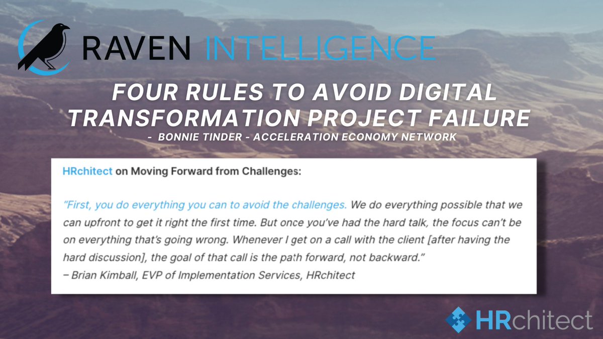 HRchitectNews's tweet photo. 📣Check out this article written by @btinder, Founder and CEO @ravenintell, featuring HRchitect in #AccelerationEconomy Network @DACommunities and shares Consulting Partner advice:

https://t.co/vFhSL3OWgx

#HRtech #ravenintel #implementation #projectmanagement #consultingpartner https://t.co/vfPzLGEOZt