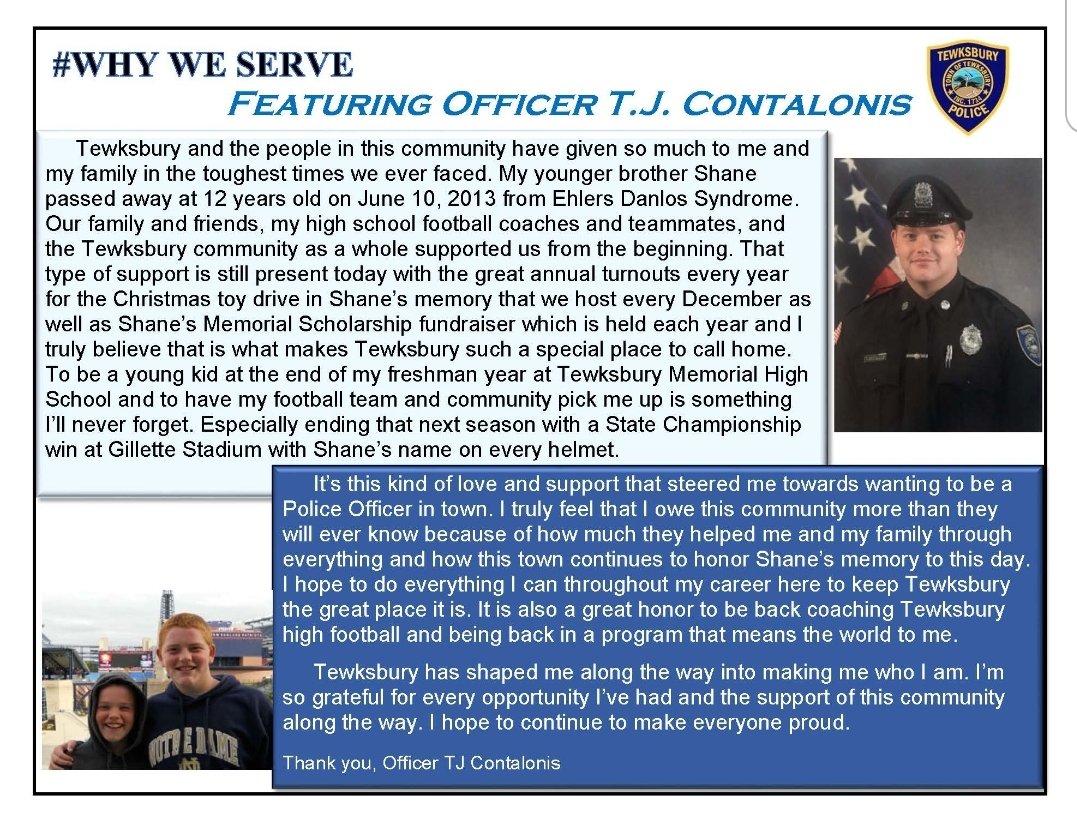 As Chief, I have the unique experience to ask police candidates why they want to serve, there are some touching stories, but this one stands out.  What makes this department special is the people, we are lucky to have such brave men and women who want to give back. #whyweserve