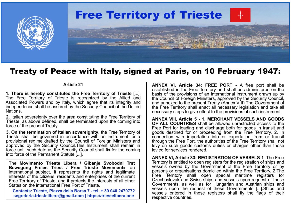 TriesteLibera's tweet photo. #Trieste | #Triest | #Trst: 
#Stato e #portofranco | #Država in #ProstaLuka | #Staat und #FreiHafen | #State and #FreePort:
#ThreeSeasInitiative
#TLT74 #FTT74 #STO74 https://t.co/q9cUzy9zt6