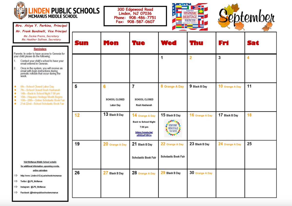 LPS_McManus's tweet photo. McManus Middle School: September Calendar of Events #MMS2122 #HaveAGreatDayAtMylesJ https://t.co/AM2SZjRN0s