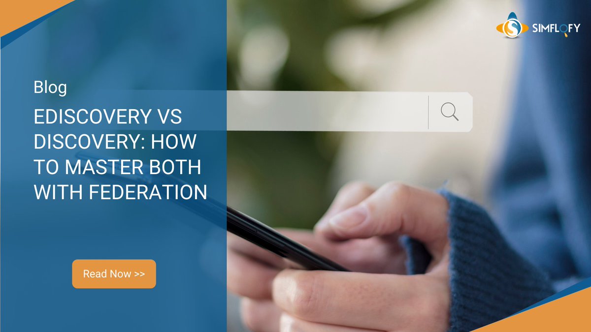 simflofy's tweet photo. Identifying the right eDiscovery technology might be easier said than done. This blog explores the ins and out of eDiscovery and how to choose the right solution in an evolving landscape.
https://t.co/ByT59fbmIV 
#ediscovery #federation https://t.co/VOPY45Z0hB