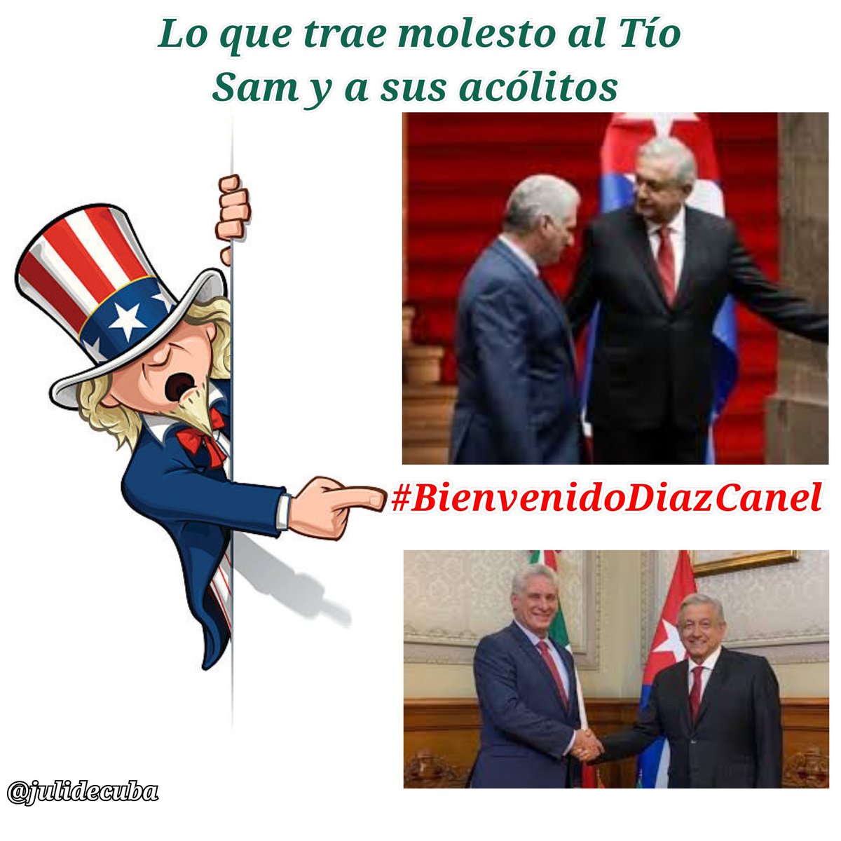 El yanqui rabioso 😤se muere de temor ante la unidad, la amistad y la solidaridad! Se llama miedo a los pueblos! Por eso otra vez suelta sus hienas cibernéticas contra #Cuba y contra la #PatriaGrande! No pueden con #CubaYMéxico 🇲🇽🇨🇺 #BienvenidoDiazCanel ✊❤️