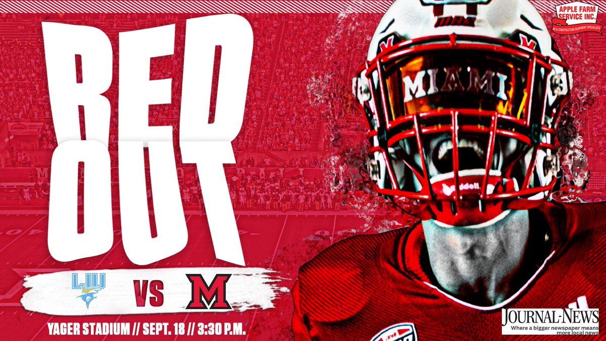 Miami Athletics (@miamiredhawks) on Twitter photo π¨RED OUTπ¨ The <a href="/MiamiOHFootball/">Miami Football</a> game THIS SATURDAY will be a RED OUTβΌοΈ Students and fans are encouraged to WEAR RED to the game vs LIU.
Students bring your PHYSICAL ID for FREE ENTRY to gameβΌοΈ
Other fans DOWNLOAD YOUR TICKETS before coming to the gates at Yager.
#RiseUpRedHawks π¨RED OUTπ¨ The <a href="/MiamiOHFootball/">Miami Football</a> game THIS SATURDAY will be a RED OUTβΌοΈ Students and fans are encouraged to WEAR RED to the game vs LIU.
Students bring your PHYSICAL ID for FREE ENTRY to gameβΌοΈ
Other fans DOWNLOAD YOUR TICKETS before coming to the gates at Yager.
#RiseUpRedHawks