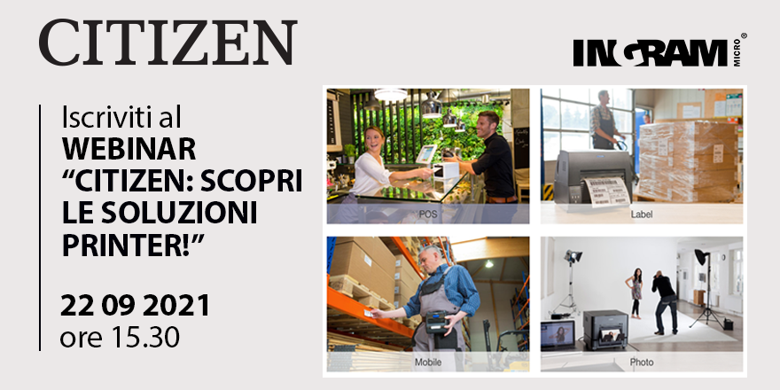 Scopri le #soluzioni #PRINTER di #CITIZEN per i settori #retail, #warehousing, #logistics ed #healthcare!
Partecipa al #Webinar "CITIZEN: SCOPRI LE SOLUZIONI PRINTER!" 22 settembre | ore 15.30 
Iscriviti qui > bit.ly/3hCBG65