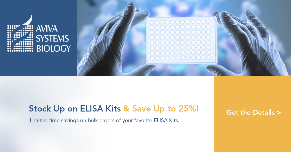 AvivaSysBio's tweet image. Now is the time to stock up on ELISA Kits from Aviva!  Save up to 25% on your favorites.  avivasysbio.com/promotions?utm…
