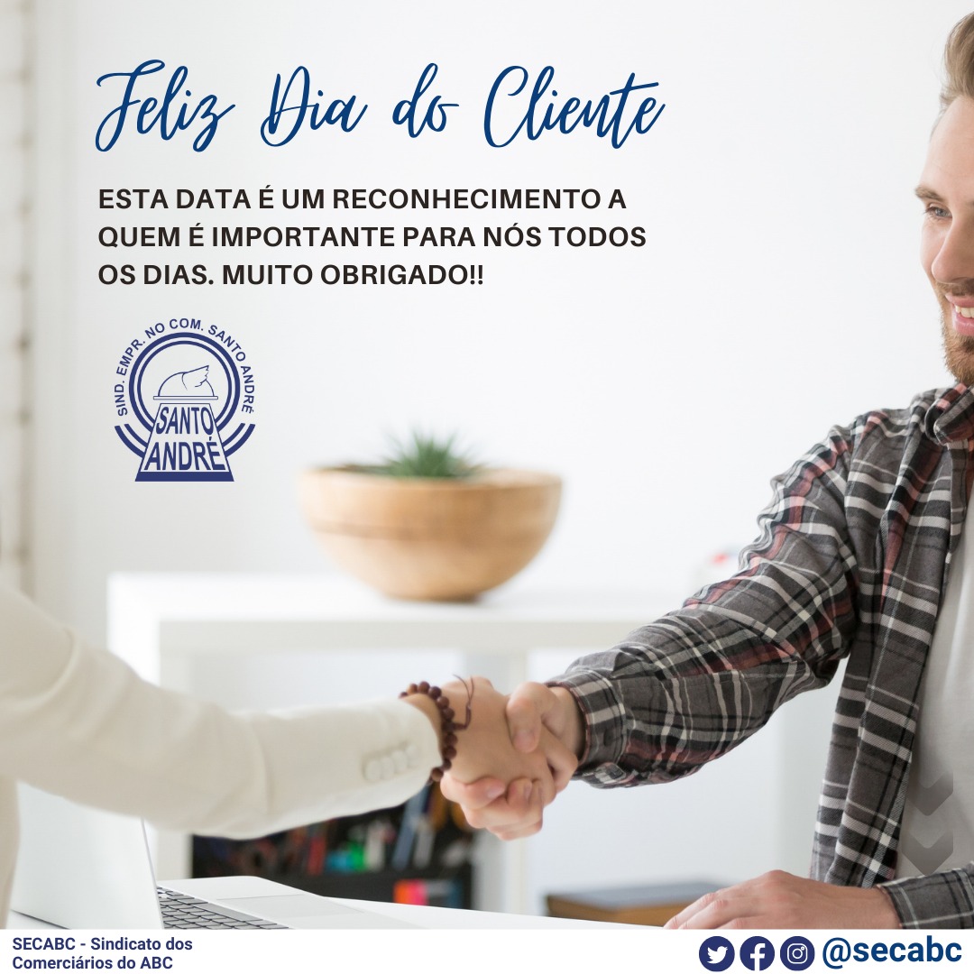 secabc's tweet image. Feliz dia do cliente! 💙
.
.
.
#santoandré #abcpaulista #sãobernardodocampo #saocaetanodosul #maua #riograndedaserra #diadema #secabc #comerciarios #trabalhista  #sejasocio #secabc #abc