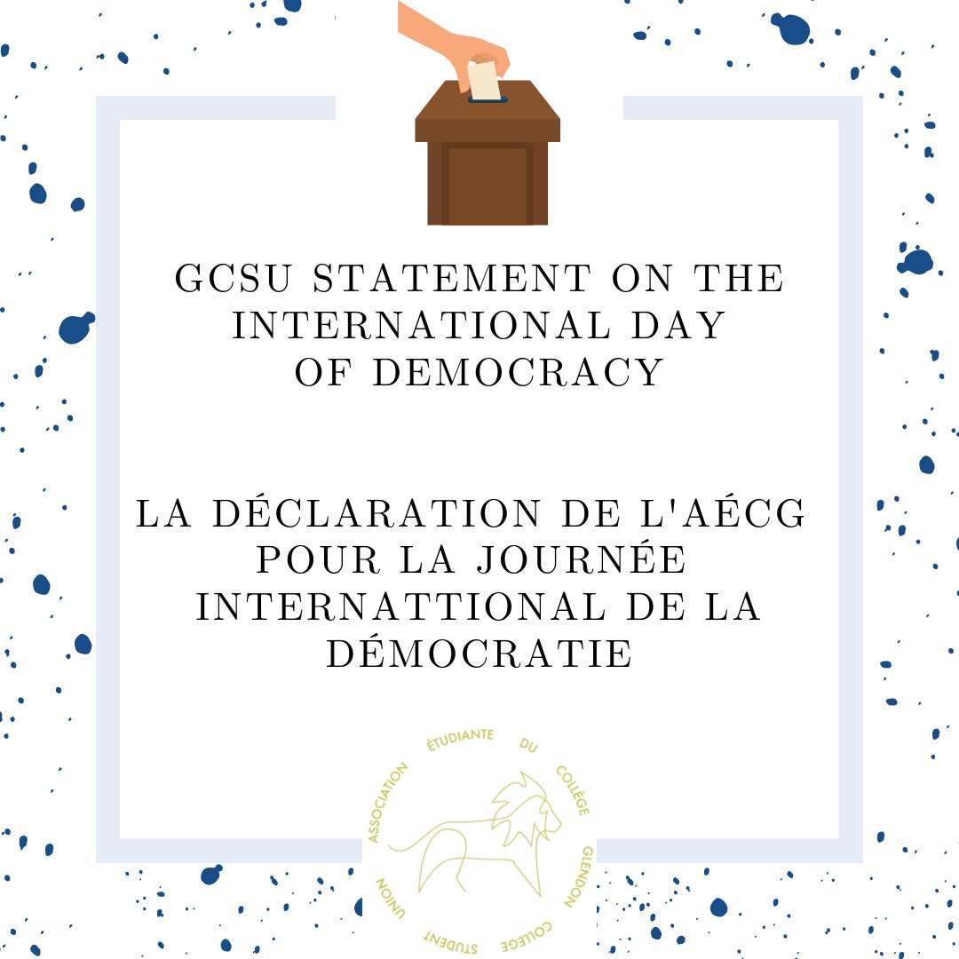 The United Nations designated September 15th as the International Day of Democracy. Since the day was first observed in 2008, its celebration has been done through hundreds of parliamentary events worldwide...

Full Statement: aecgcsu.com/dclarations-of…