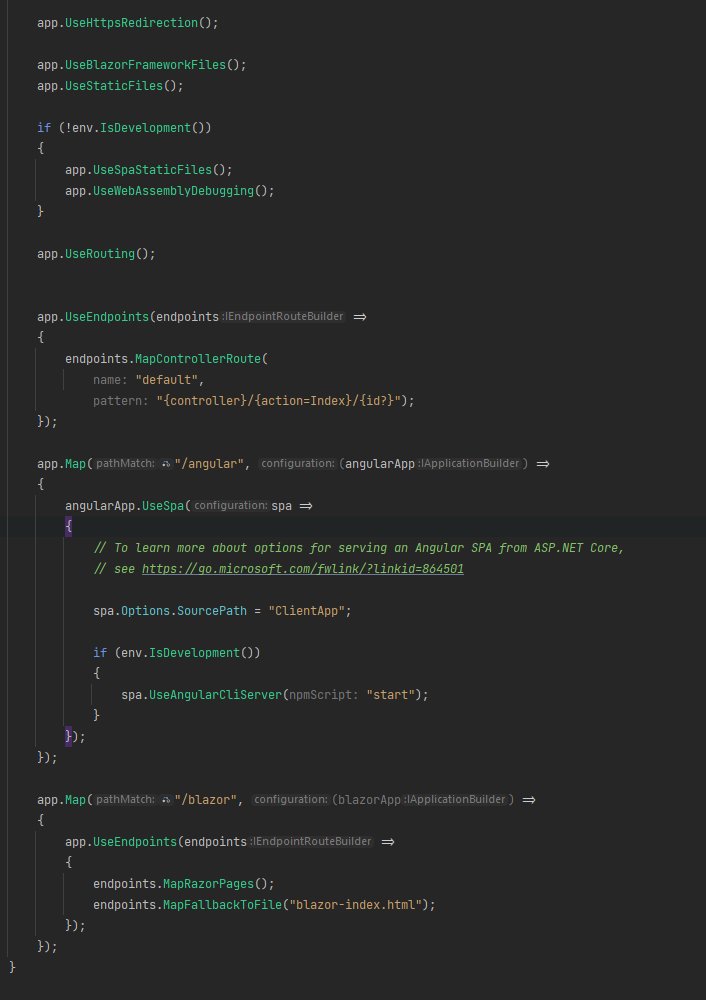 billydev5's tweet image. Has anyone had a #blazorwasm app & an #angular both served from the same #aspnetcore server application?
Heading down these lines at the minute ... no luck.
@dotnet @angular
#blazor #dotnet #aspnetcore