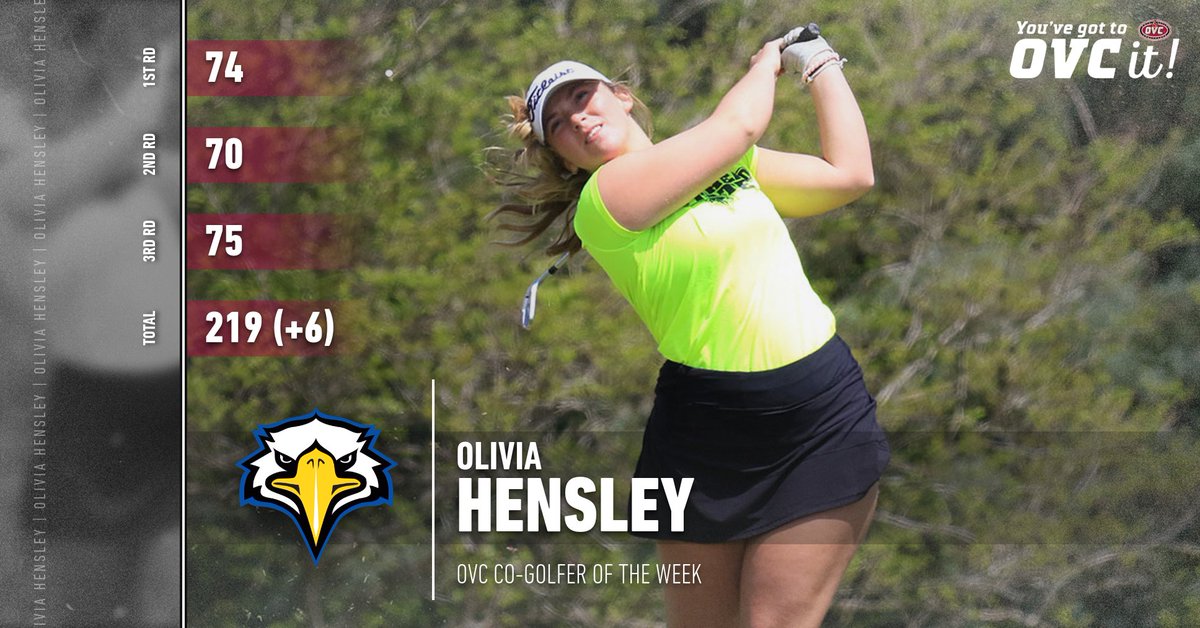 OVC Female Co-Golfer ⛳️ of the Week: <a href="/MSUEaglesWGolf/">MSU Women's Golf</a> sophomore Olivia Hensley (<a href="/oliviach02/">olivia hensley</a>)

• Tied for 20th out of 100 at Golfweek Fall Challenge with rounds of 74-70-75 to finish at 219 (+6)

#EaglesAlwaysSoar | #OVCit