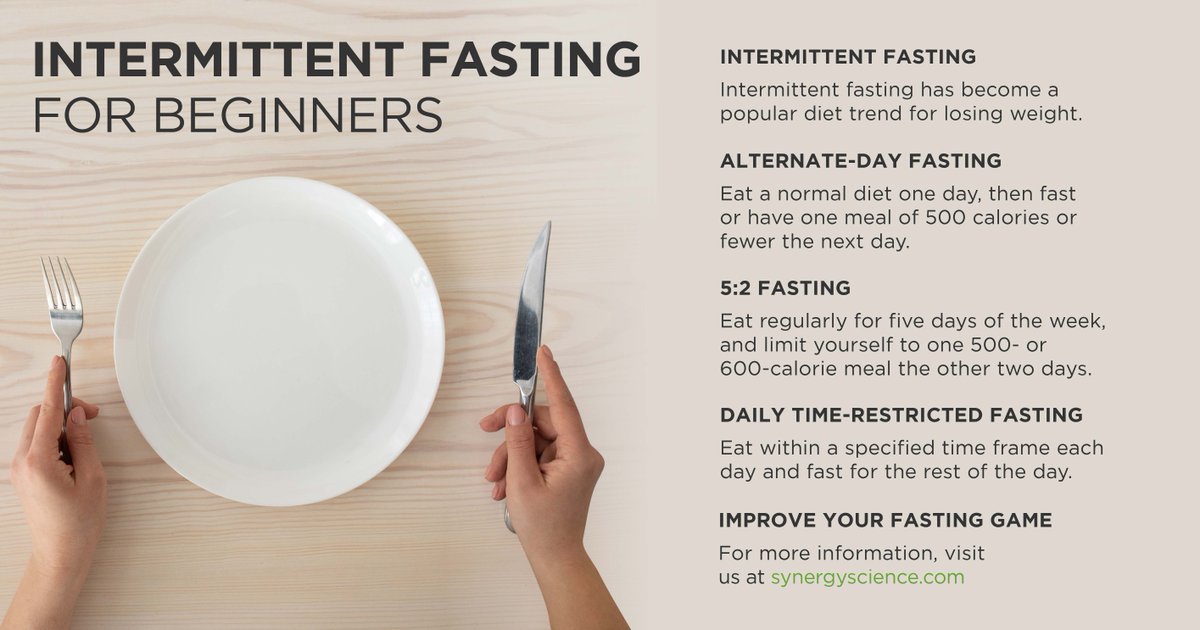 SynergyScience1's tweet image. #IntermittentFasting can be hard to adhere to, especially when your stomach starts growling. Here's a few ways you can try and make it work when you're just starting out!