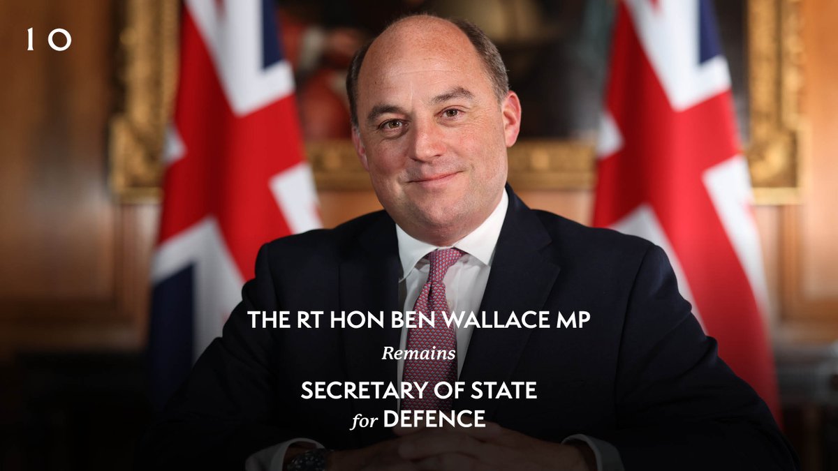 The Rt Hon Ben Wallace BWallaceMP remains Secretary of State for