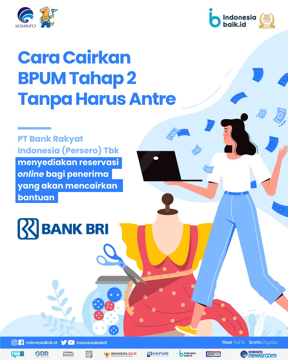 IndonesiaBaikId's tweet photo. Hai SohIB! Mau mencairkan #BPUM @BANKBRI_ID lewat reservasi online? Bagaimana caranya?
#IndonesiaBaik #YangMudaSukaData #EdukasiInformasi #Infografis #BLT #UMKM #Bansos #PEN #KominfoNewsroom https://t.co/LQVhxjnLsY